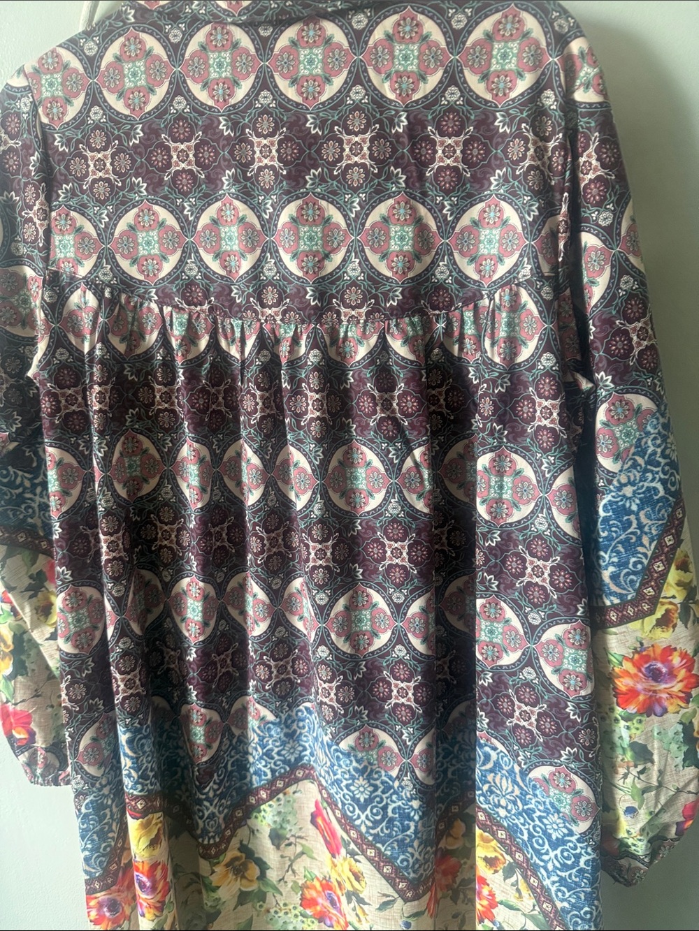 Umgee Multicolor Floral Patchwork Button-Front Tunic - Picture 3 of 3